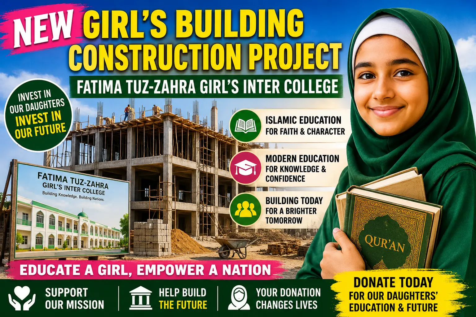 New Girl’s Building Construction Project,Fatima Tuz-Zahra Girl’s Inter College