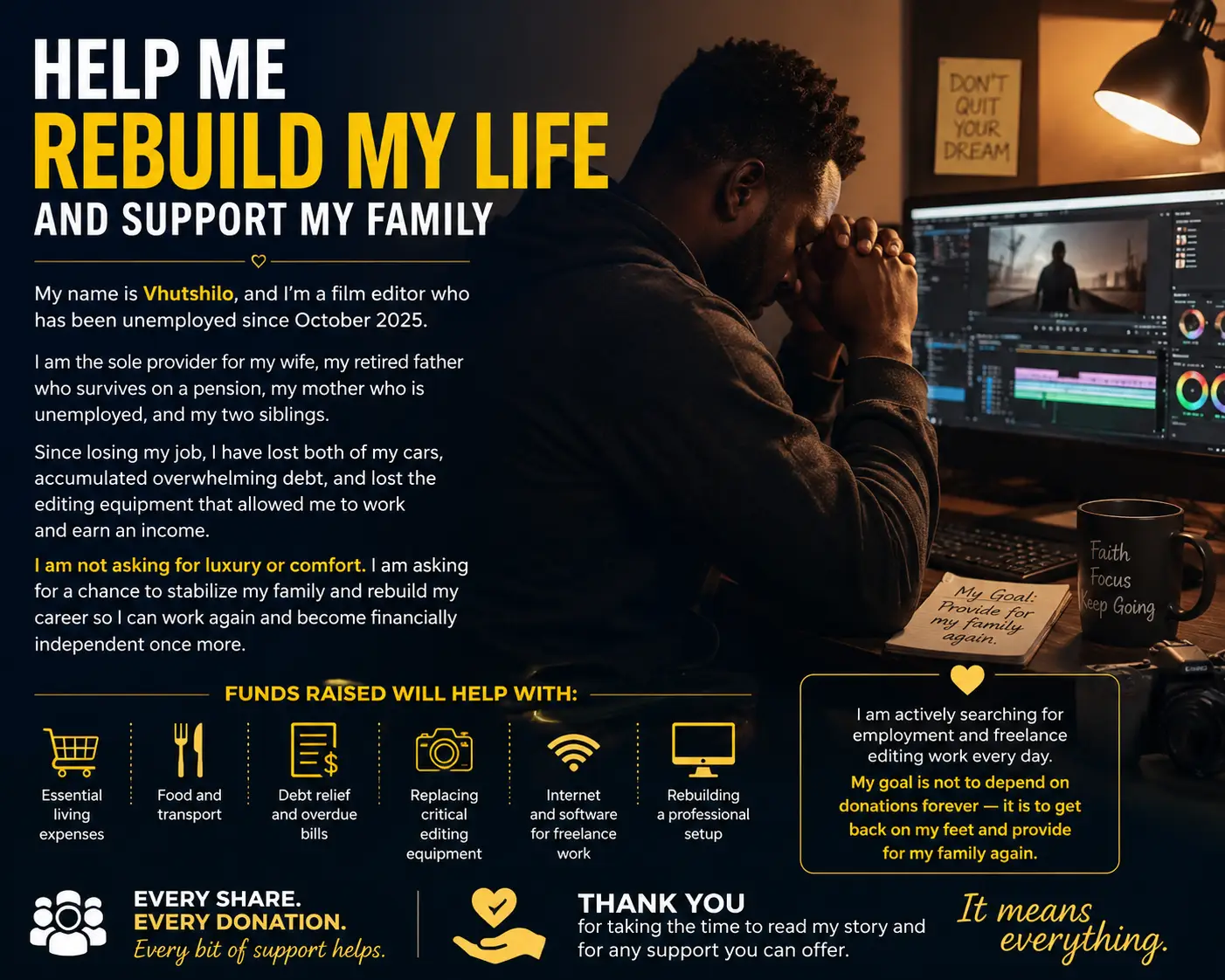 Help Me Rebuild My Life and Support My Family