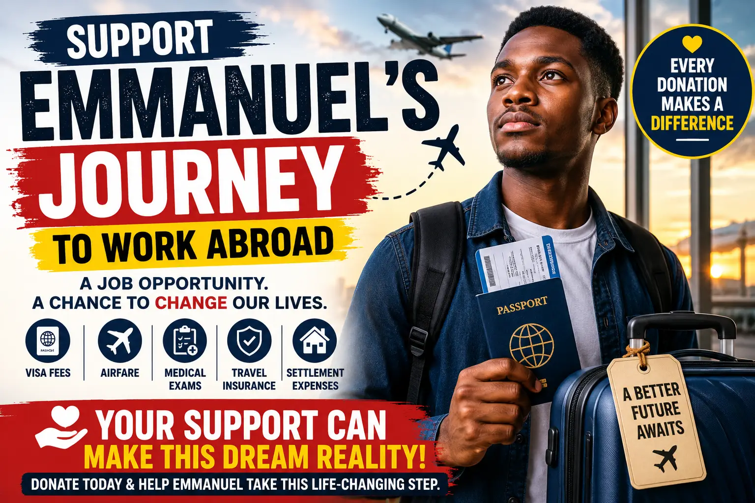 Support Emmanuel's Journey to Work Abroad