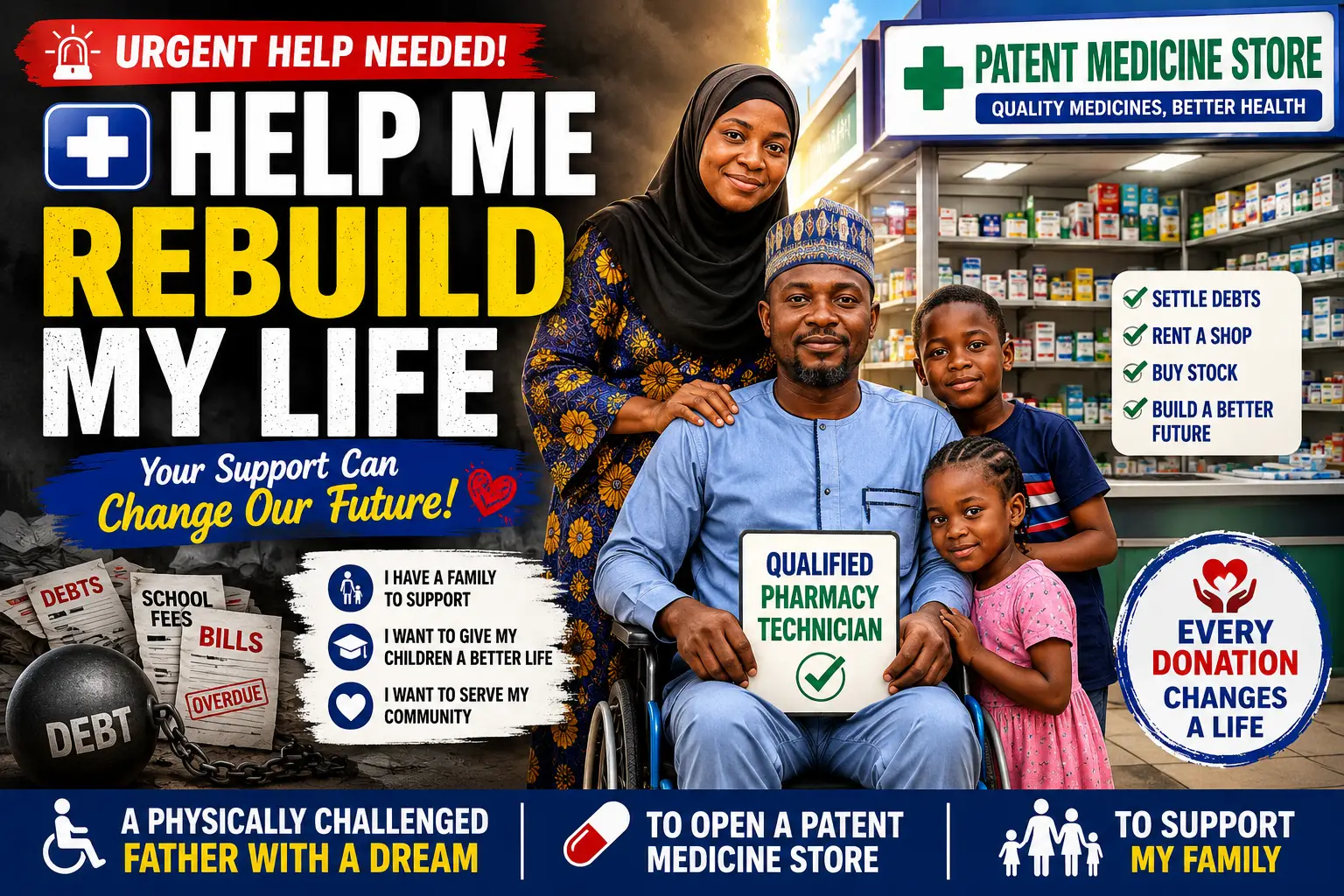 Help Mohammed Overcome Debt and Open a Patent Medicine Store to Support His Family