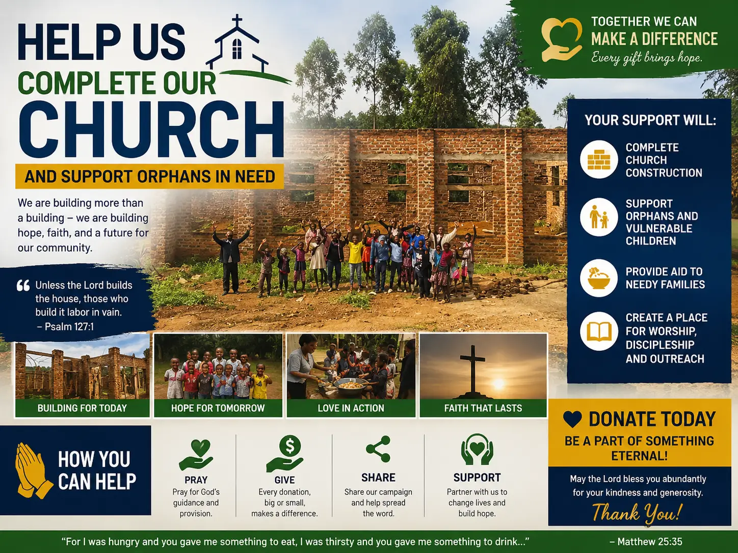 Help Us Complete Our Church and Support Orphans in Need