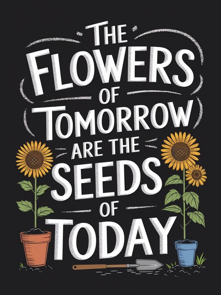 the flowers of tomorrow are the seeds pf today