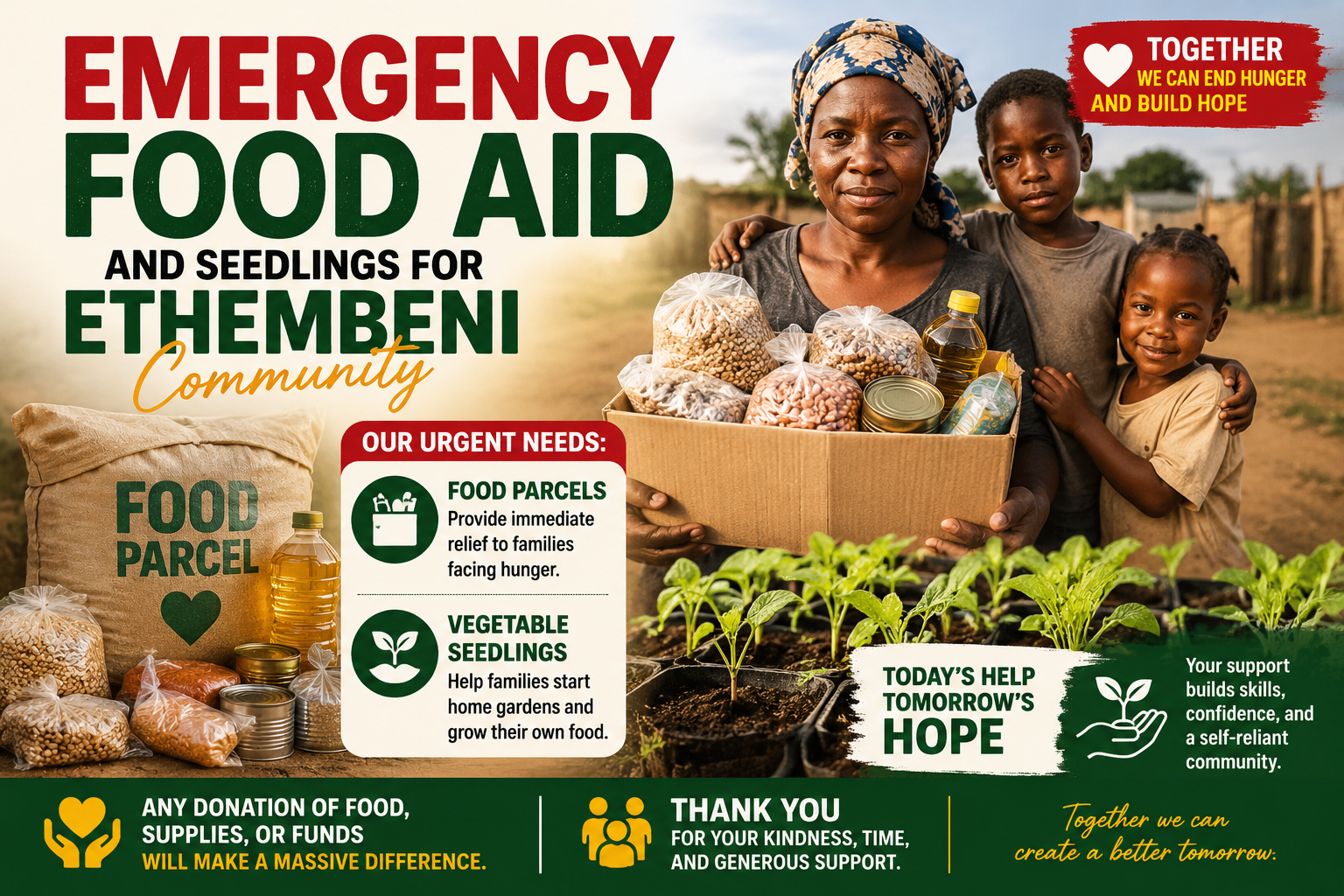 Humble requesting emergency food aid and Seedlings for Ethembeni community