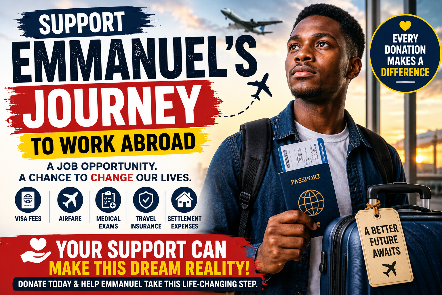 Support Emmanuel's Journey to Work Abroad